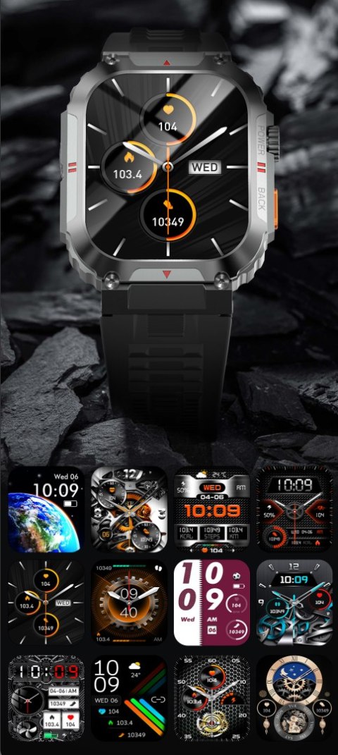 SMARTWATCH ZEGAREK MENU PL ROZMOWY WODOODPORNY IP68 TĘTNO CIŚNIENIE TLEN HD